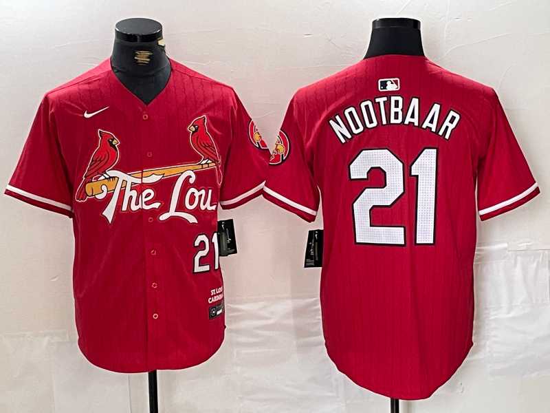 Men's St. Louis Cardinals #21 Lars Nootbaar Red 2024 City Connect Limited Stitched Baseball Jersey,We sell and wholesale Men's St. Louis Cardinals #21 Lars Nootbaar Red 2024 City Connect Limited Stitched Baseball Jersey on line form chian!